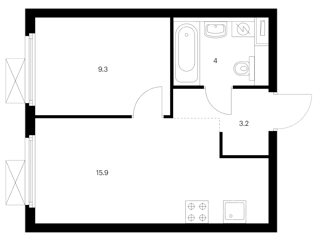 1-комнатная квартира 32.4 м², 8/12 эт., ЖК «Витебский парк»